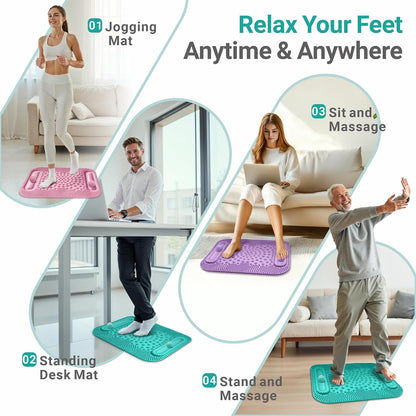 Foot Massage Mat with Two Massage Balls, 5-Zone Acupressure & Reflexology Mat for Various Stimulation, Portable Pressure Point Pad for Feet Relaxation, Pain, Fatigue Relief(Purple)
