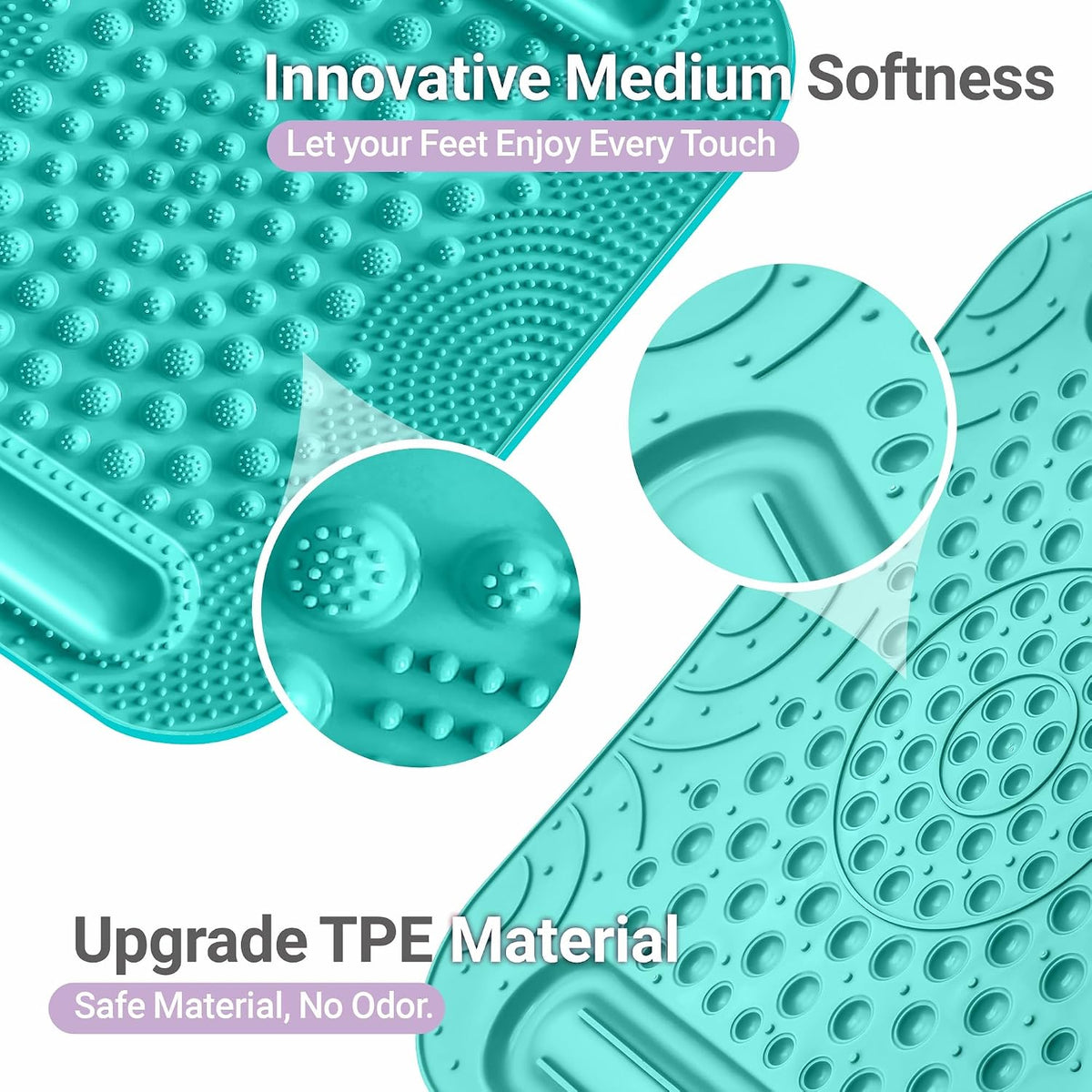 Foot Massage Mat with Two Massage Balls, 5-Zone Acupressure & Reflexology Mat for Various Stimulation, Portable Pressure Point Pad for Feet Relaxation, Pain, Fatigue Relief(Purple)