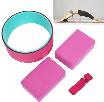 4pcs Yoga Set, Yoga Wheel Block Stretch Belt, Back Etching Equipment, ABS EVA Cotton l, Access for Home Gym Workout