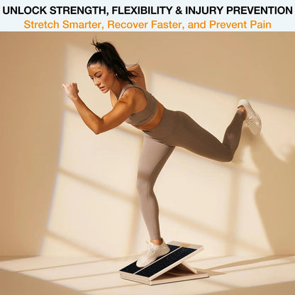 Slant Board for Calf-Stretching - Wooden Incline Wedge Stretcher for Squats, Foot & Ankle Mobility, Portable Fitness Equipment, Balance Block for Heel Stretch