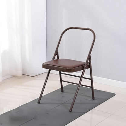 Iyengar Backless Yoga Chair Strength Training,Yoga Auxiliary Chair Portable Folding Yoga Chair Non-Slip Feet Covers Metal Yoga Chair,Brown-45 * 42 * 80cm