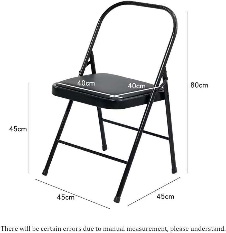 Iyengar Backless Yoga Chair Strength Training,Yoga Auxiliary Chair Portable Folding Yoga Chair Non-Slip Feet Covers Metal Yoga Chair,Brown-45 * 42 * 80cm