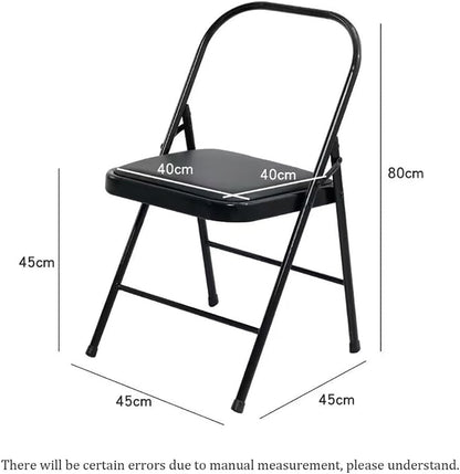 Iyengar Backless Yoga Chair Strength Training,Yoga Auxiliary Chair Portable Folding Yoga Chair Non-Slip Feet Covers Metal Yoga Chair,Brown-45 * 42 * 80cm