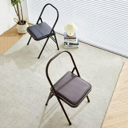Iyengar Backless Yoga Chair Strength Training,Yoga Auxiliary Chair Portable Folding Yoga Chair Non-Slip Feet Covers Metal Yoga Chair,Brown-45 * 42 * 80cm