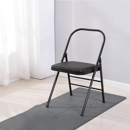 Iyengar Backless Yoga Chair Strength Training,Yoga Auxiliary Chair Portable Folding Yoga Chair Non-Slip Feet Covers Metal Yoga Chair,Brown-45 * 42 * 80cm
