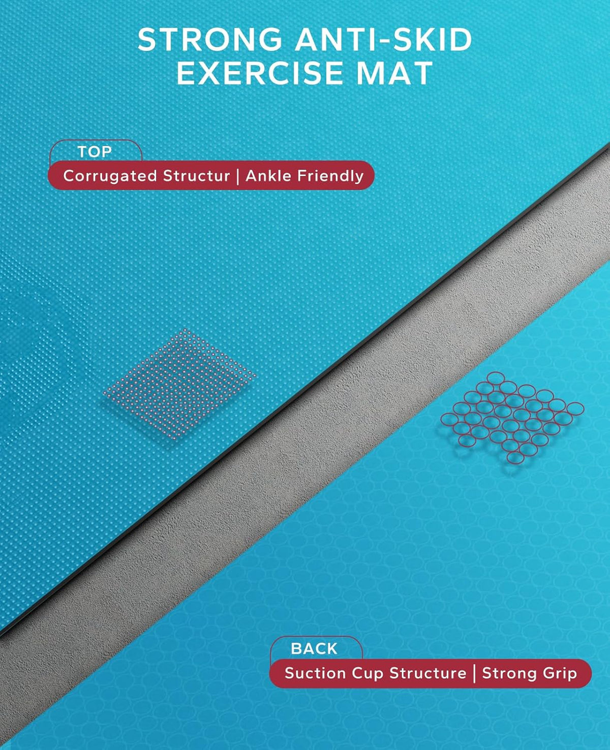 HAPBEAR Large Exercise Mat-6'x4'/7'x5'/6'x8'/6'x9'/6'x10'/6'x12'x 1/3"(8mm)