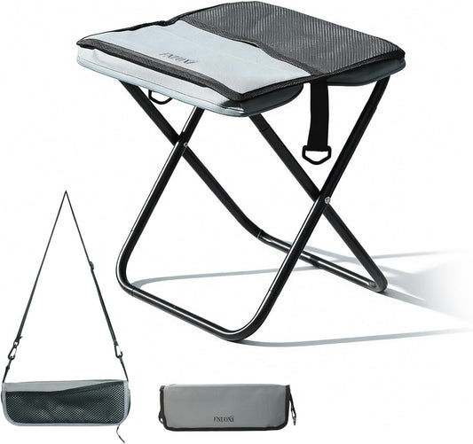 2-in-1 Folding Stool Crossbody Bag Chair, Gray