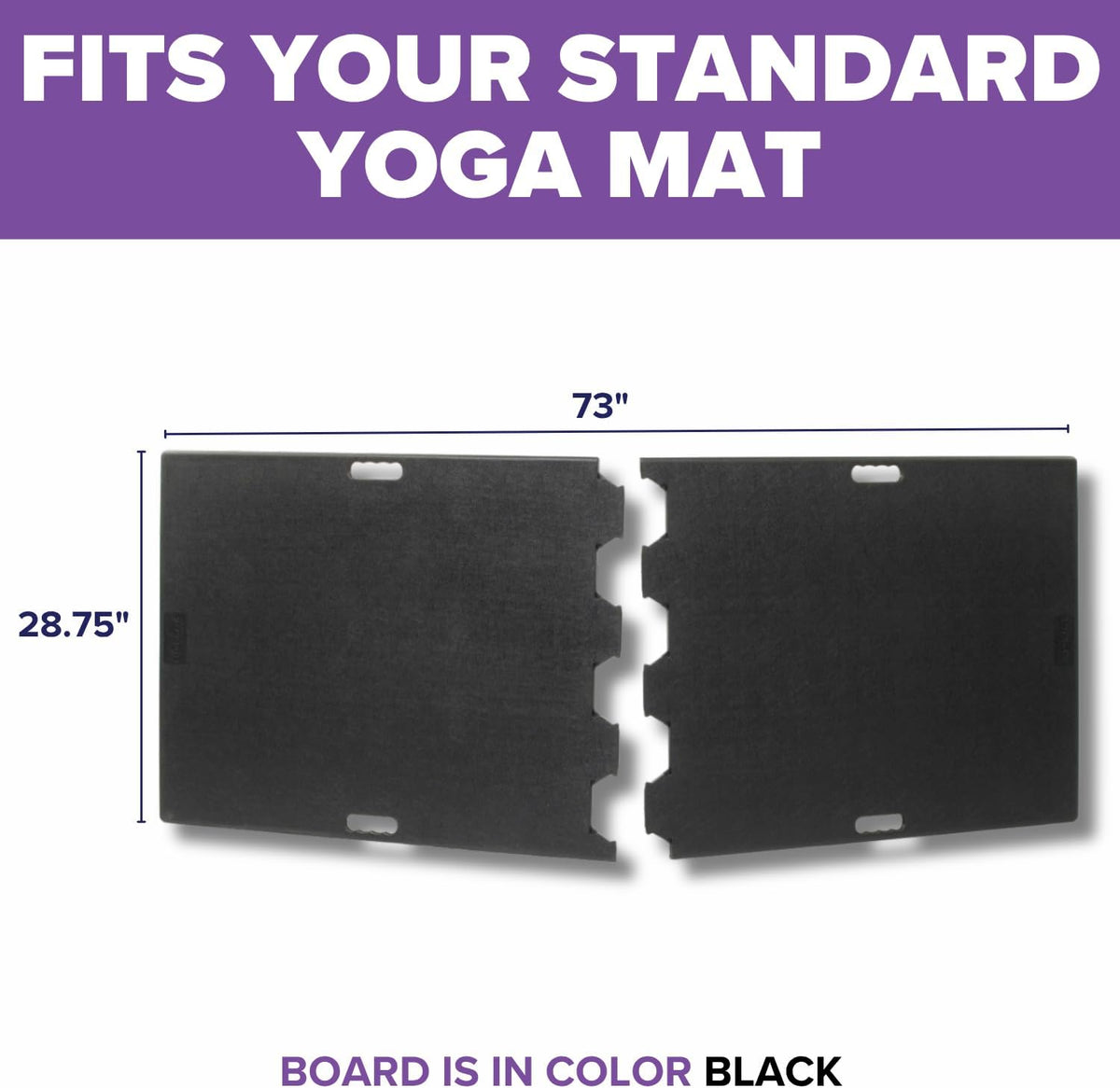 Yoga Mat Support Board – Portable Yoga Platform for Carpet, Grass & Uneven Surfaces – Indoor/Outdoor Stability Base for Yoga, Pilates & Barre – Thick, Durable, Lightweight – 73" x 28.75", Black