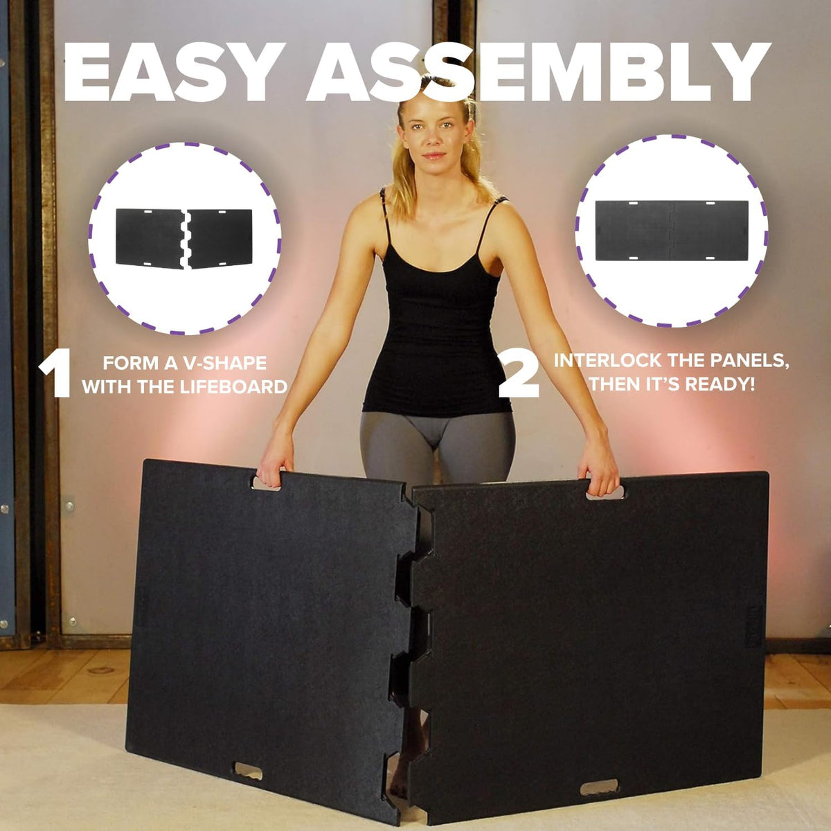 Yoga Mat Support Board – Portable Yoga Platform for Carpet, Grass & Uneven Surfaces – Indoor/Outdoor Stability Base for Yoga, Pilates & Barre – Thick, Durable, Lightweight – 73" x 28.75", Black