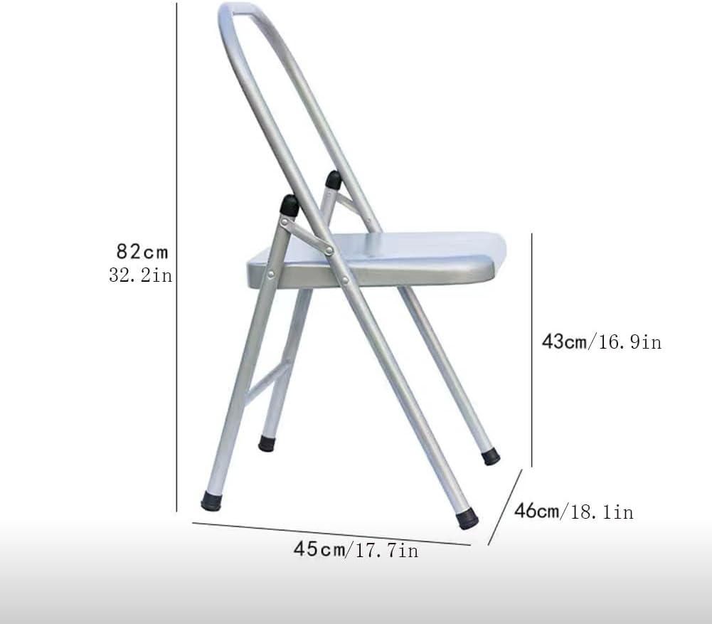 Silver Yoga Chair,Pilates Chair,Yoga Chair Iyengar,Backless Yoga Chair Prop,Foldable and Portable Folding Stools for Yoga,Silver white-82cm×43cm