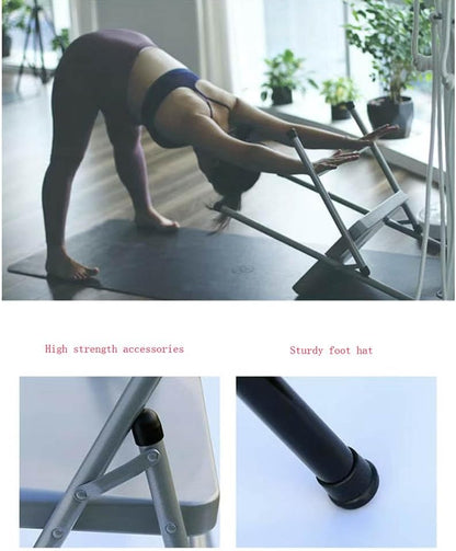 Silver Yoga Chair,Pilates Chair,Yoga Chair Iyengar,Backless Yoga Chair Prop,Foldable and Portable Folding Stools for Yoga,Silver white-82cm×43cm