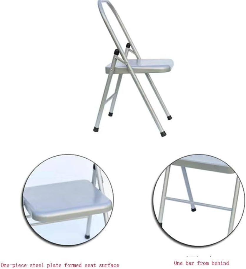 Silver Yoga Chair,Pilates Chair,Yoga Chair Iyengar,Backless Yoga Chair Prop,Foldable and Portable Folding Stools for Yoga,Silver white-82cm×43cm