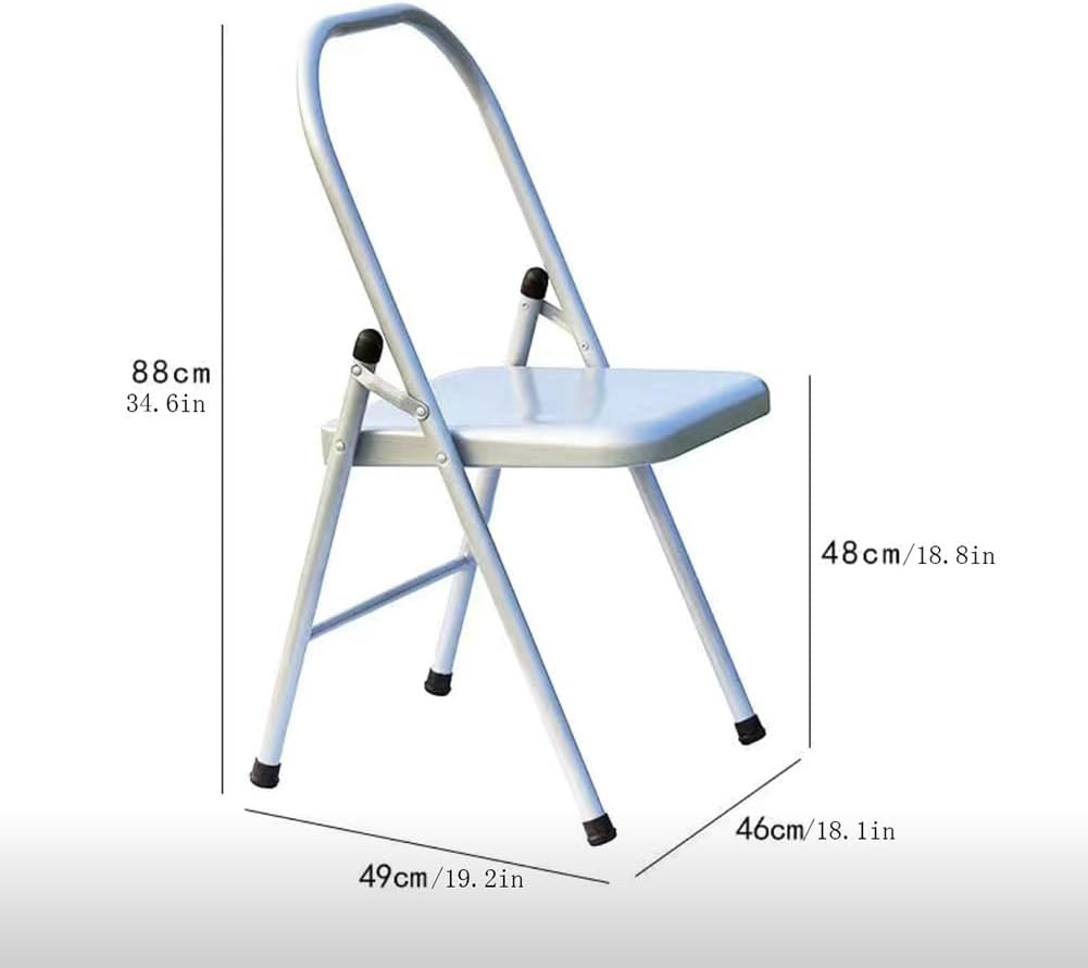 Silver Yoga Chair,Pilates Chair,Yoga Chair Iyengar,Backless Yoga Chair Prop,Foldable and Portable Folding Stools for Yoga,Silver white-82cm×43cm