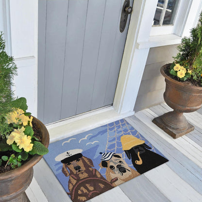 Liora Manne Frontporch Indoor Outdoor Rug - Novelty Design, Hand Hooked, Weather Resistant, UV Stabilized, Foyers, Porches, Patios & Decks, Yoga Dogs, 2'6 x 4'