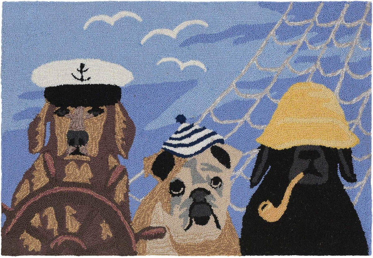 Liora Manne Frontporch Indoor Outdoor Rug - Novelty Design, Hand Hooked, Weather Resistant, UV Stabilized, Foyers, Porches, Patios & Decks, Yoga Dogs, 2'6 x 4'