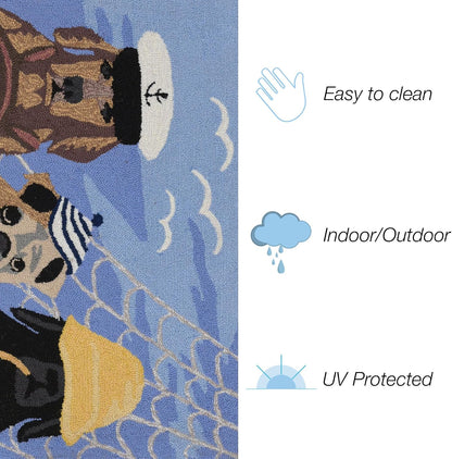 Liora Manne Frontporch Indoor Outdoor Rug - Novelty Design, Hand Hooked, Weather Resistant, UV Stabilized, Foyers, Porches, Patios & Decks, Yoga Dogs, 2'6 x 4'
