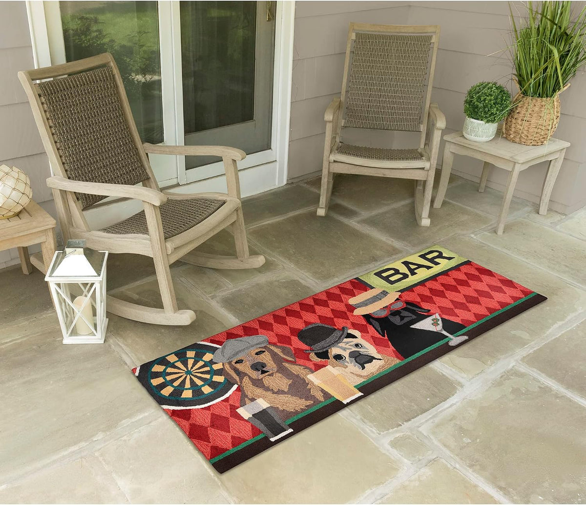 Liora Manne Frontporch Indoor Outdoor Rug - Novelty Design, Hand Hooked, Weather Resistant, UV Stabilized, Foyers, Porches, Patios & Decks, Yoga Dogs, 2'6 x 4'