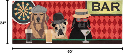 Liora Manne Frontporch Indoor Outdoor Rug - Novelty Design, Hand Hooked, Weather Resistant, UV Stabilized, Foyers, Porches, Patios & Decks, Yoga Dogs, 2'6 x 4'