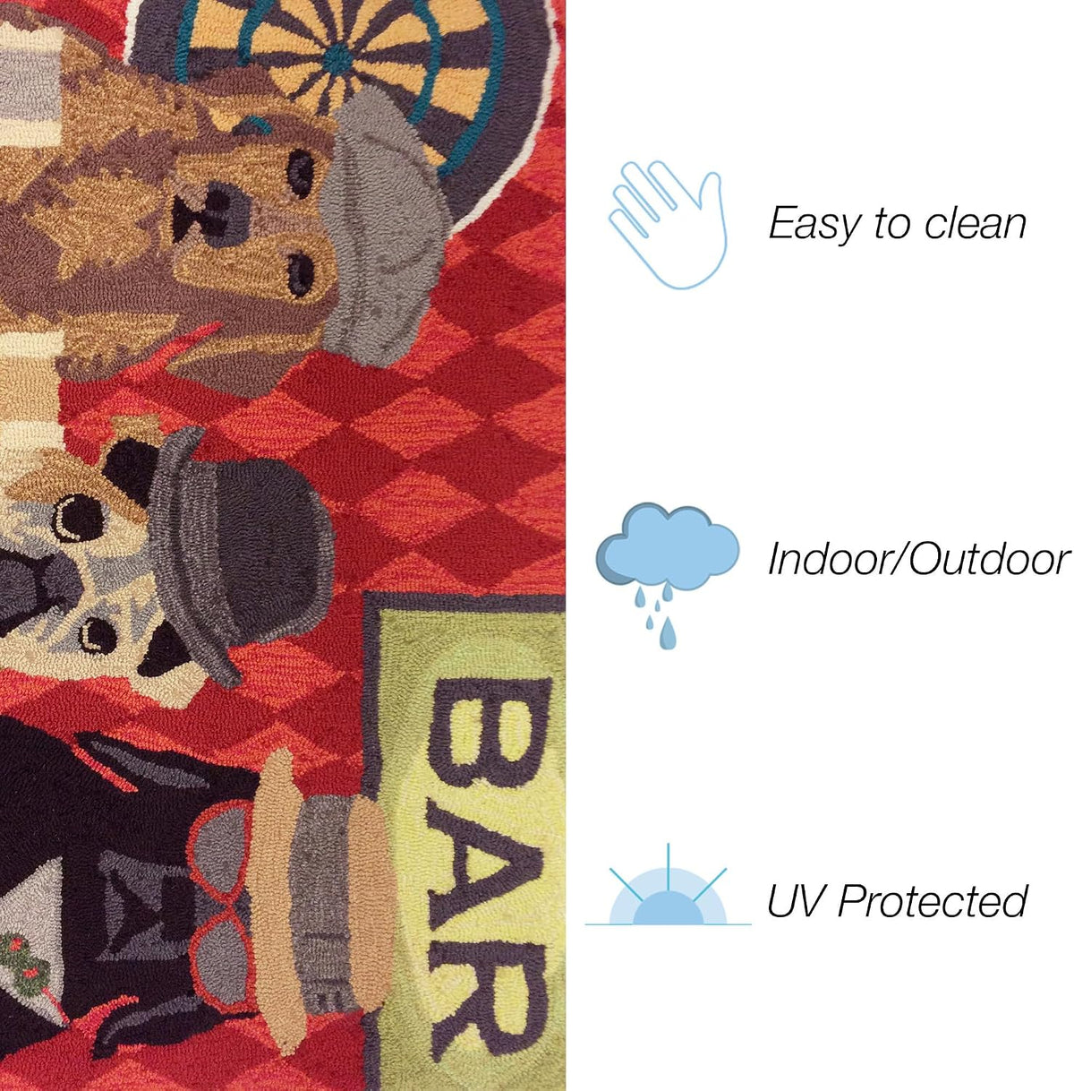 Liora Manne Frontporch Indoor Outdoor Rug - Novelty Design, Hand Hooked, Weather Resistant, UV Stabilized, Foyers, Porches, Patios & Decks, Yoga Dogs, 2'6 x 4'