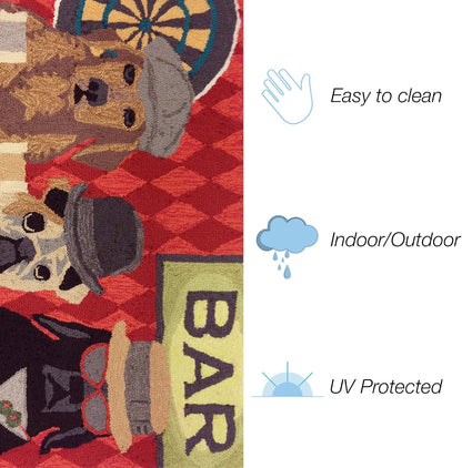 Liora Manne Frontporch Indoor Outdoor Rug - Novelty Design, Hand Hooked, Weather Resistant, UV Stabilized, Foyers, Porches, Patios & Decks, Yoga Dogs, 2'6 x 4'