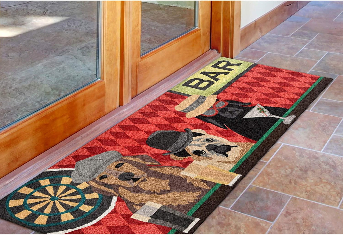 Liora Manne Frontporch Indoor Outdoor Rug - Novelty Design, Hand Hooked, Weather Resistant, UV Stabilized, Foyers, Porches, Patios & Decks, Yoga Dogs, 2'6 x 4'