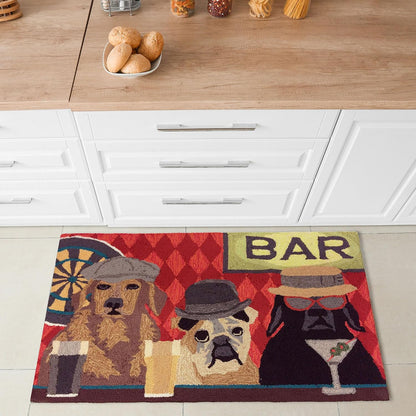 Liora Manne Frontporch Indoor Outdoor Rug - Novelty Design, Hand Hooked, Weather Resistant, UV Stabilized, Foyers, Porches, Patios & Decks, Yoga Dogs, 2'6 x 4'
