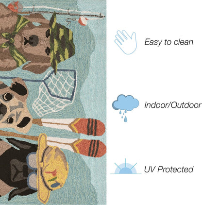 Liora Manne Frontporch Indoor Outdoor Rug - Novelty Design, Hand Hooked, Weather Resistant, UV Stabilized, Foyers, Porches, Patios & Decks, Yoga Dogs, 2'6 x 4'