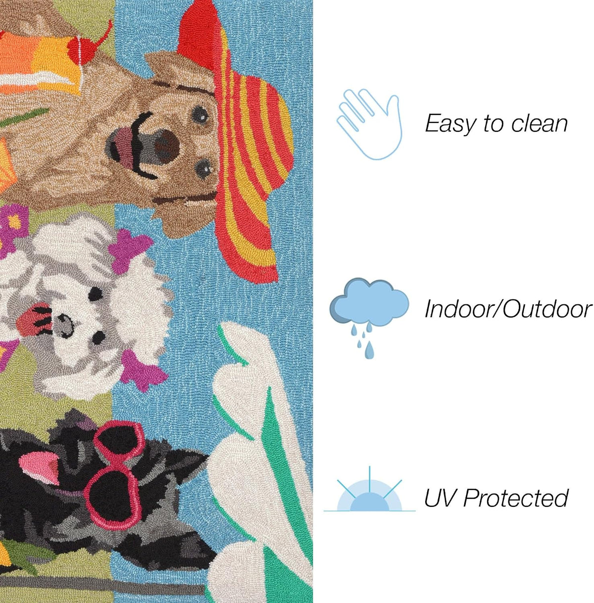Liora Manne Frontporch Indoor Outdoor Rug - Novelty Design, Hand Hooked, Weather Resistant, UV Stabilized, Foyers, Porches, Patios & Decks, Yoga Dogs, 2'6 x 4'