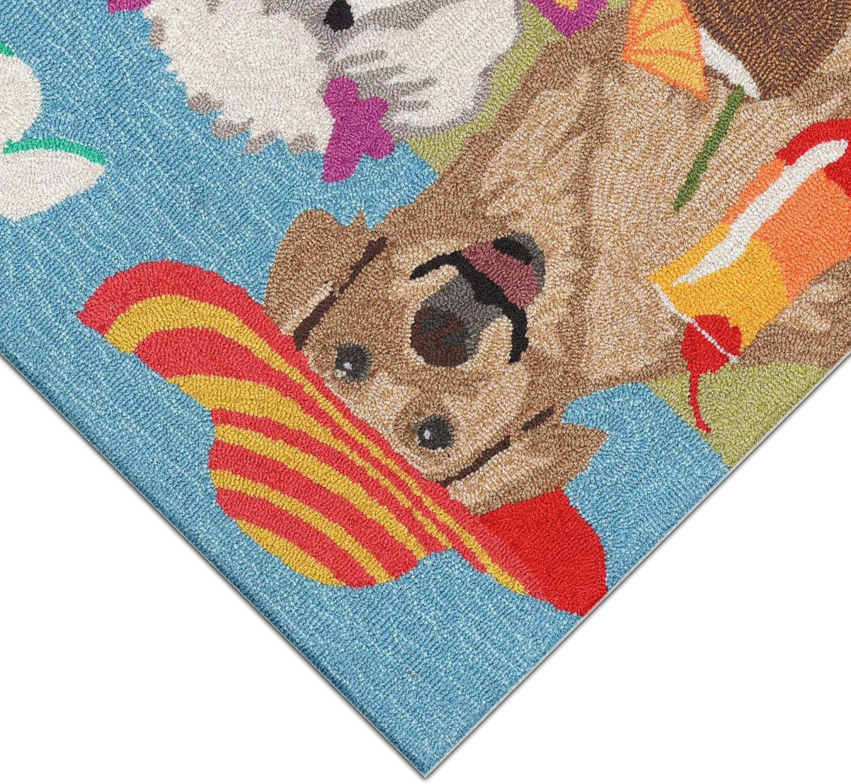 Liora Manne Frontporch Indoor Outdoor Rug - Novelty Design, Hand Hooked, Weather Resistant, UV Stabilized, Foyers, Porches, Patios & Decks, Yoga Dogs, 2'6 x 4'