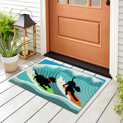 Liora Manne Frontporch Indoor Outdoor Rug - Novelty Design, Hand Hooked, Weather Resistant, UV Stabilized, Foyers, Porches, Patios & Decks, Yoga Dogs, 2'6 x 4'
