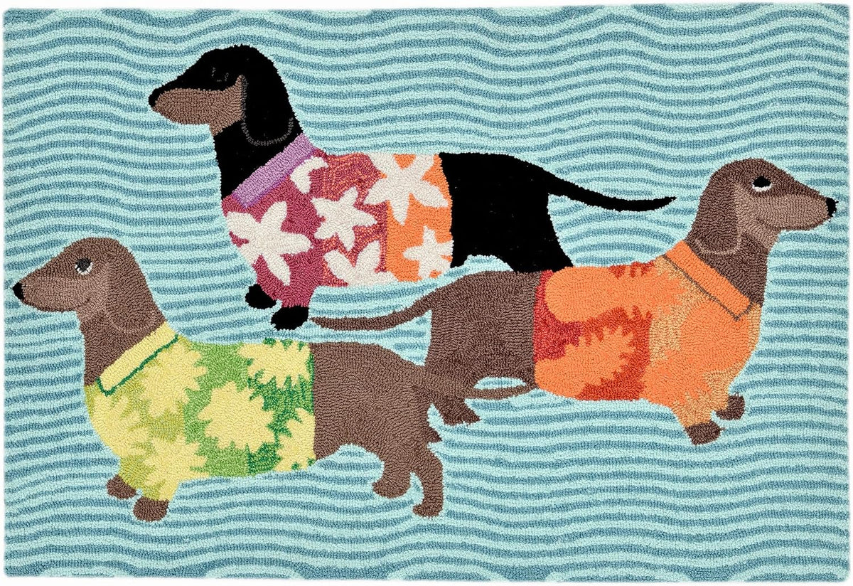 Liora Manne Frontporch Indoor Outdoor Rug - Novelty Design, Hand Hooked, Weather Resistant, UV Stabilized, Foyers, Porches, Patios & Decks, Yoga Dogs, 2'6 x 4'