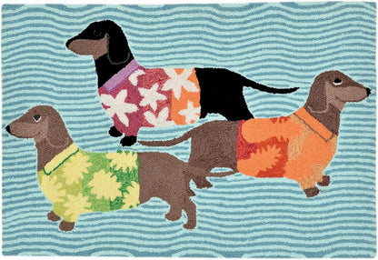 Liora Manne Frontporch Indoor Outdoor Rug - Novelty Design, Hand Hooked, Weather Resistant, UV Stabilized, Foyers, Porches, Patios & Decks, Yoga Dogs, 2'6 x 4'