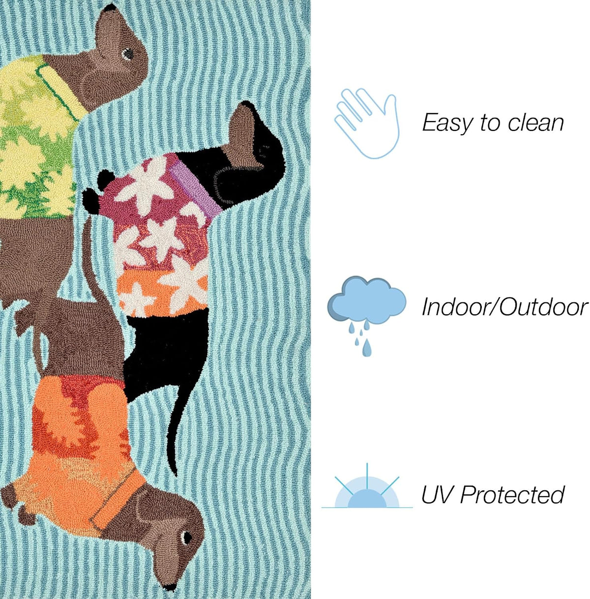 Liora Manne Frontporch Indoor Outdoor Rug - Novelty Design, Hand Hooked, Weather Resistant, UV Stabilized, Foyers, Porches, Patios & Decks, Yoga Dogs, 2'6 x 4'