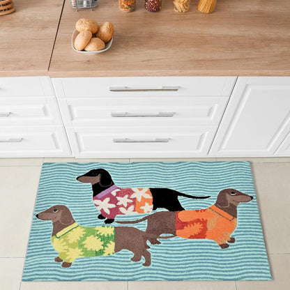 Liora Manne Frontporch Indoor Outdoor Rug - Novelty Design, Hand Hooked, Weather Resistant, UV Stabilized, Foyers, Porches, Patios & Decks, Yoga Dogs, 2'6 x 4'