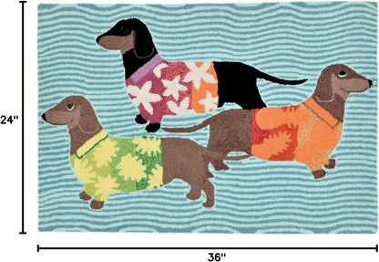 Liora Manne Frontporch Indoor Outdoor Rug - Novelty Design, Hand Hooked, Weather Resistant, UV Stabilized, Foyers, Porches, Patios & Decks, Yoga Dogs, 2'6 x 4'