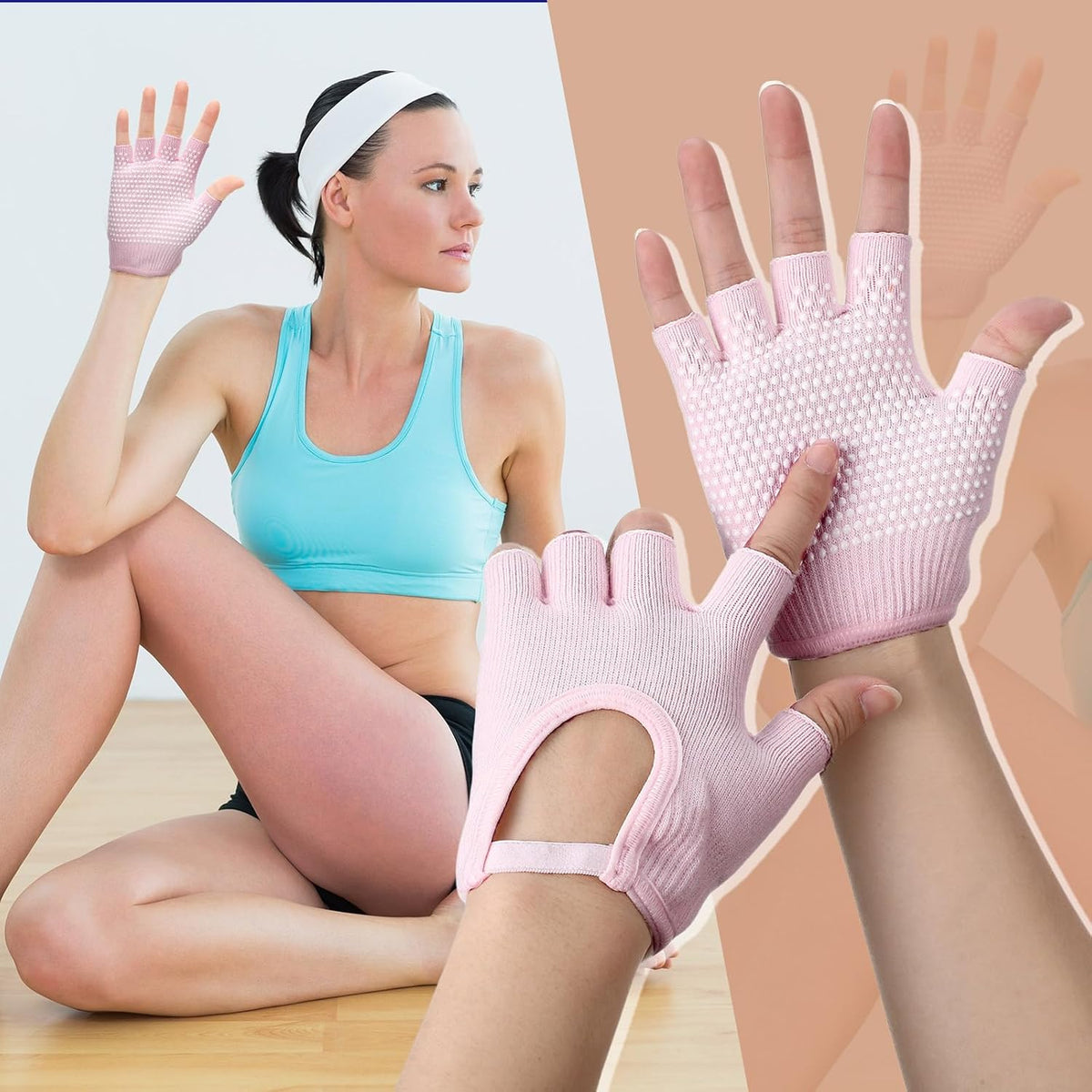 3 Pairs Yoga Pilates Workout Gloves