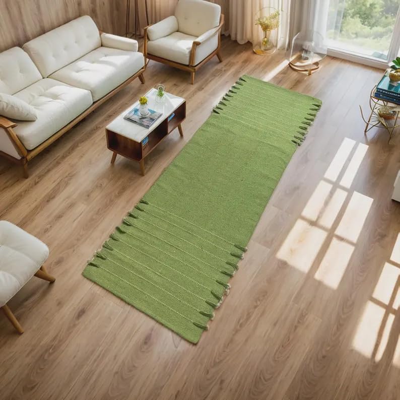 Payal Rugs Cotton Yoga Mat - Eco-Friendly Hand-Woven Rug - Non Slip & Thick (24”x72”x5mm) for Yoga Everyday Fitness at Home - Comfortable Extra-Long