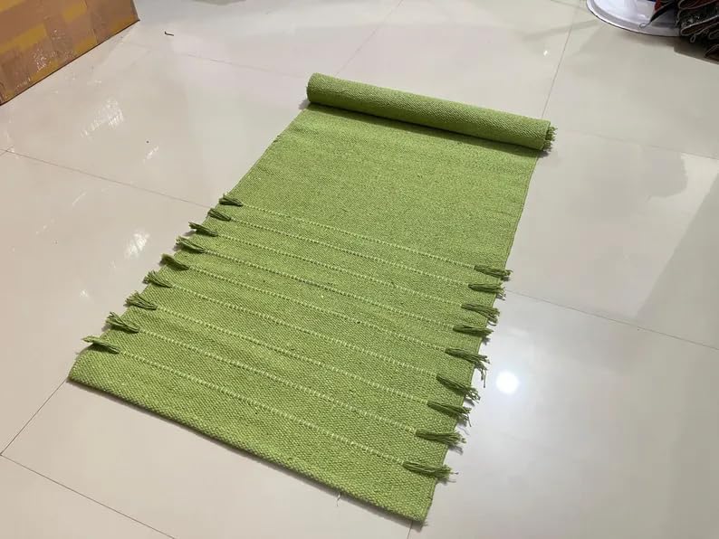 Payal Rugs Cotton Yoga Mat - Eco-Friendly Hand-Woven Rug - Non Slip & Thick (24”x72”x5mm) for Yoga Everyday Fitness at Home - Comfortable Extra-Long