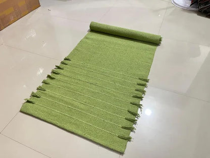 Payal Rugs Cotton Yoga Mat - Eco-Friendly Hand-Woven Rug - Non Slip & Thick (24”x72”x5mm) for Yoga Everyday Fitness at Home - Comfortable Extra-Long
