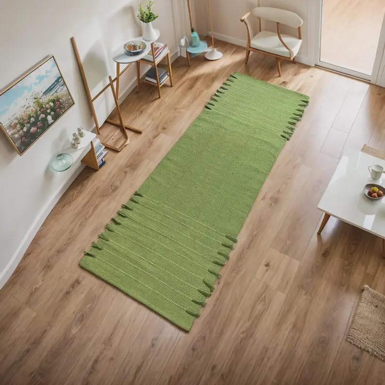 Payal Rugs Cotton Yoga Mat - Eco-Friendly Hand-Woven Rug - Non Slip & Thick (24”x72”x5mm) for Yoga Everyday Fitness at Home - Comfortable Extra-Long