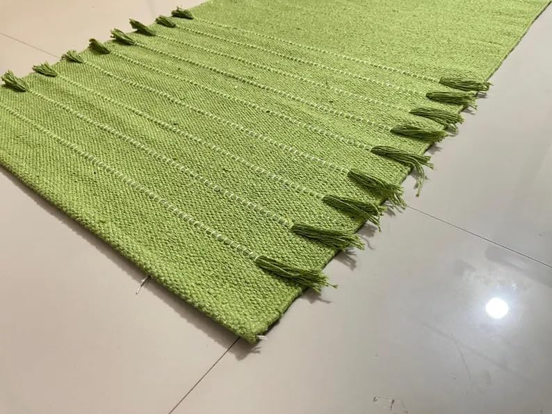 Payal Rugs Cotton Yoga Mat - Eco-Friendly Hand-Woven Rug - Non Slip & Thick (24”x72”x5mm) for Yoga Everyday Fitness at Home - Comfortable Extra-Long