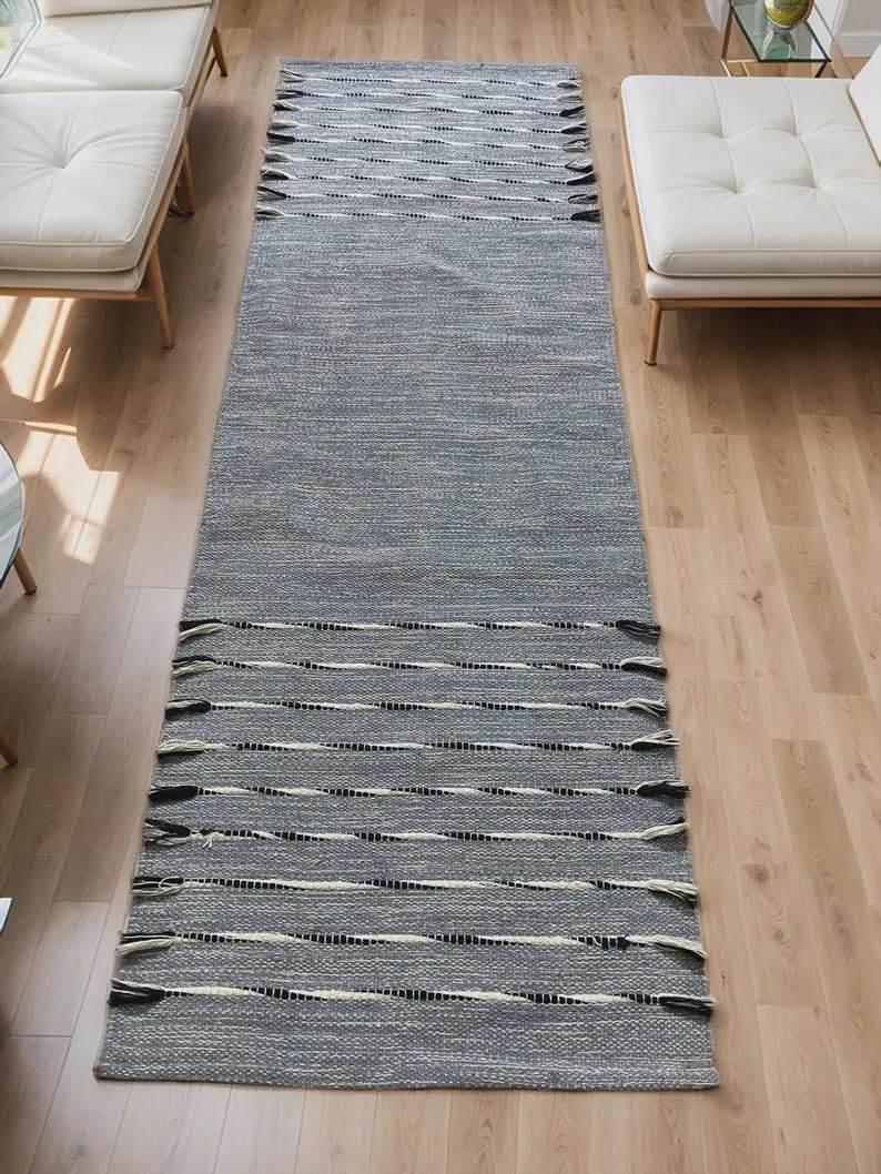 Payal Rugs Cotton Yoga Mat - Eco-Friendly Hand-Woven Rug - Non Slip & Thick (24”x72”x5mm) for Yoga Everyday Fitness at Home - Comfortable Extra-Long