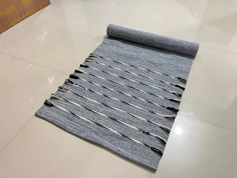 Payal Rugs Cotton Yoga Mat - Eco-Friendly Hand-Woven Rug - Non Slip & Thick (24”x72”x5mm) for Yoga Everyday Fitness at Home - Comfortable Extra-Long