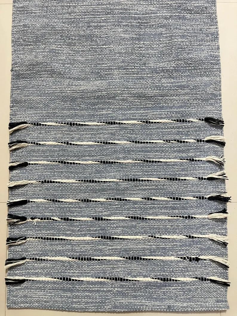 Payal Rugs Cotton Yoga Mat - Eco-Friendly Hand-Woven Rug - Non Slip & Thick (24”x72”x5mm) for Yoga Everyday Fitness at Home - Comfortable Extra-Long