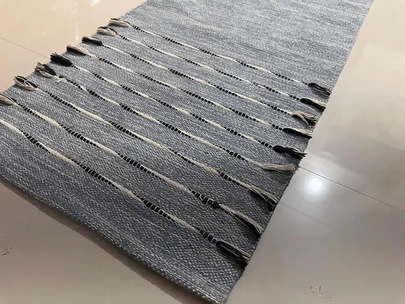 Payal Rugs Cotton Yoga Mat - Eco-Friendly Hand-Woven Rug - Non Slip & Thick (24”x72”x5mm) for Yoga Everyday Fitness at Home - Comfortable Extra-Long