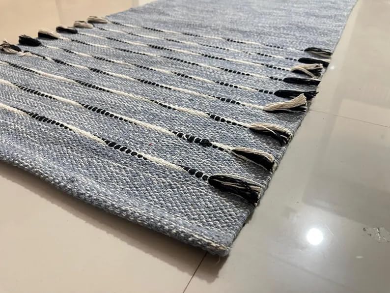 Payal Rugs Cotton Yoga Mat - Eco-Friendly Hand-Woven Rug - Non Slip & Thick (24”x72”x5mm) for Yoga Everyday Fitness at Home - Comfortable Extra-Long