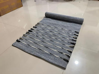 Payal Rugs Cotton Yoga Mat - Eco-Friendly Hand-Woven Rug - Non Slip & Thick (24”x72”x5mm) for Yoga Everyday Fitness at Home - Comfortable Extra-Long
