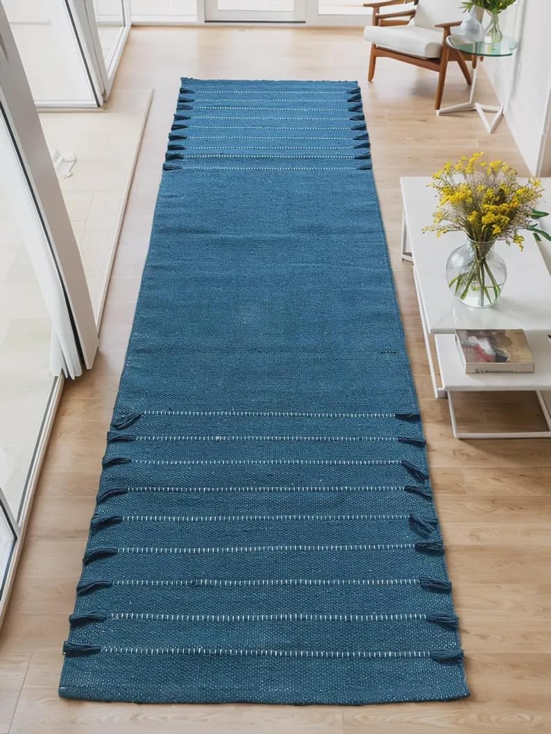 Payal Rugs Cotton Yoga Mat - Eco-Friendly Hand-Woven Rug - Non Slip & Thick (24”x72”x5mm) for Yoga Everyday Fitness at Home - Comfortable Extra-Long