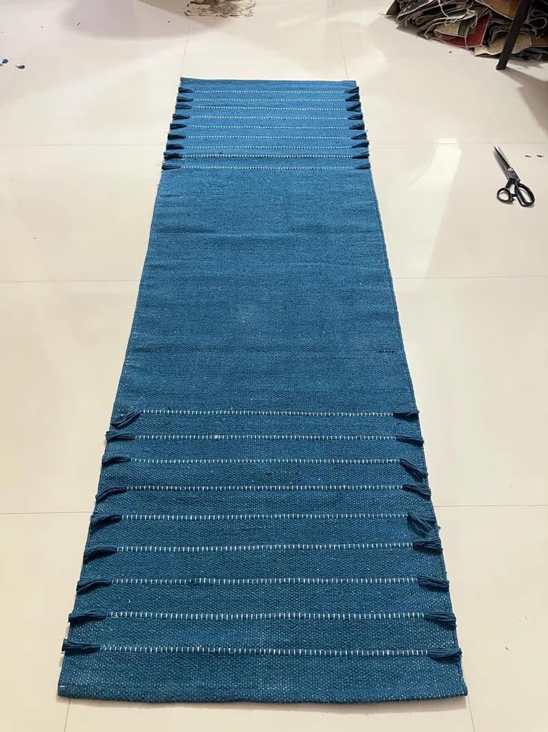 Payal Rugs Cotton Yoga Mat - Eco-Friendly Hand-Woven Rug - Non Slip & Thick (24”x72”x5mm) for Yoga Everyday Fitness at Home - Comfortable Extra-Long