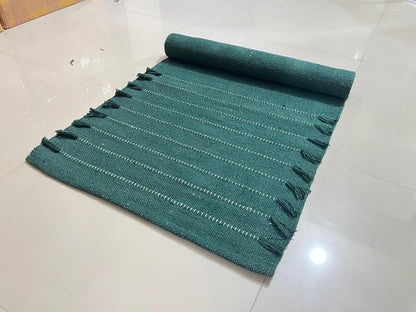 Payal Rugs Cotton Yoga Mat - Eco-Friendly Hand-Woven Rug - Non Slip & Thick (24”x72”x5mm) for Yoga Everyday Fitness at Home - Comfortable Extra-Long